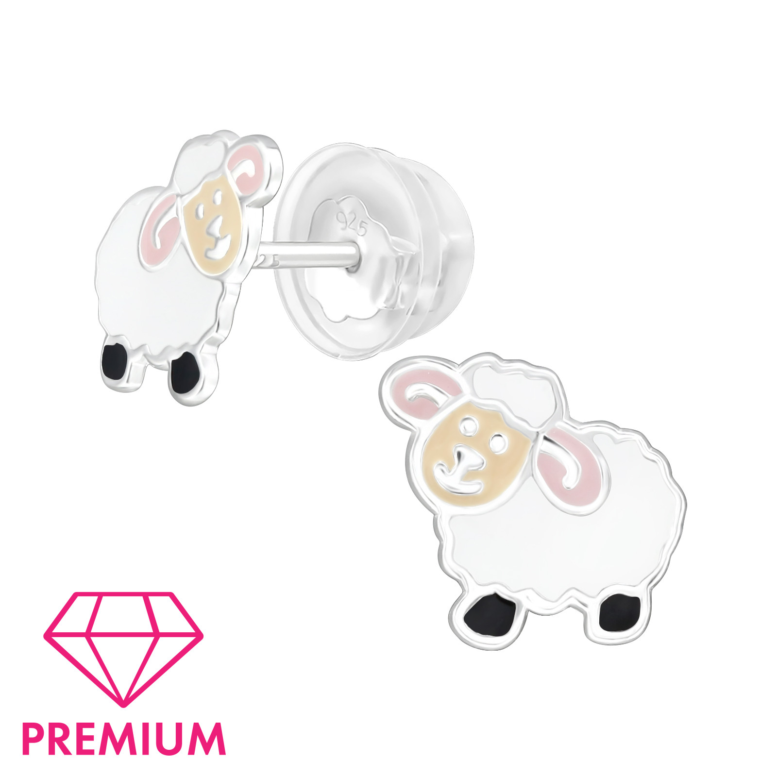 Ohrstecker Schäfchen PREMIUM 925 Silber  e-coated