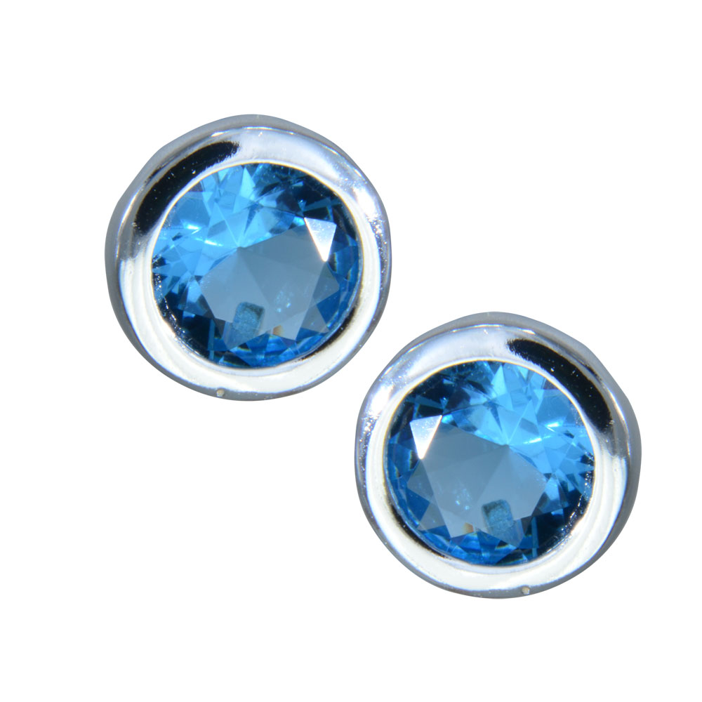 Ohrstecker 10 mm Kristall hellblau 925 Silber
