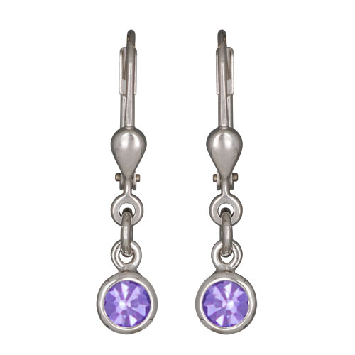 Ohrhänger Kristall 5 mm in Lilac 925 Silber