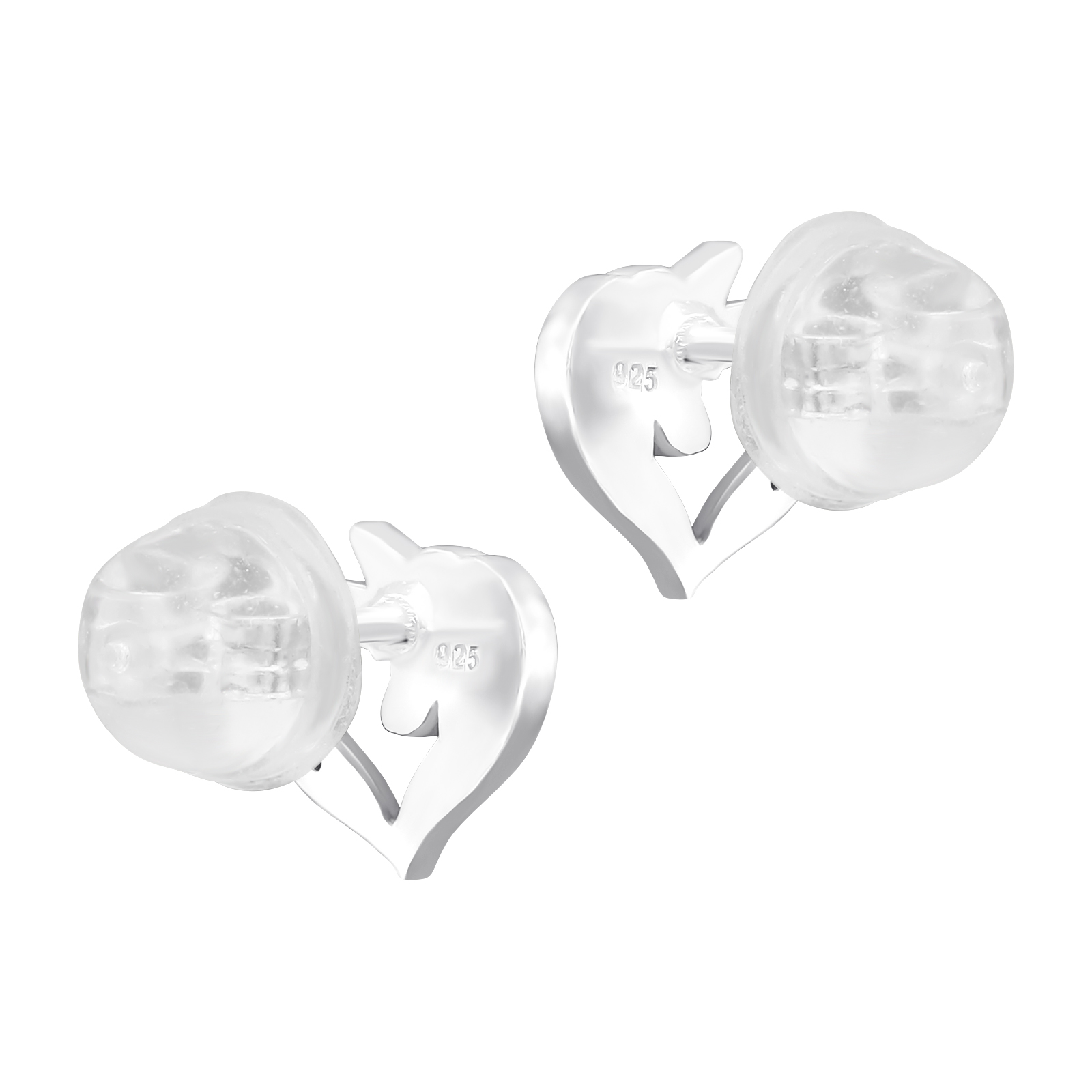 Ohrstecker Einhorn im Herz mit Glitzersteinchen PREMIUM 925 Silber e-coated