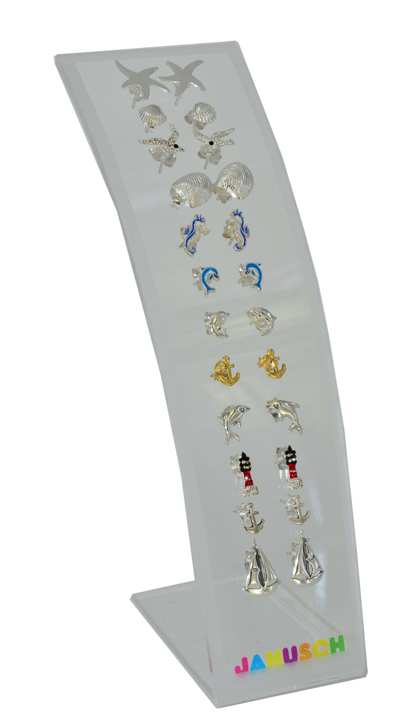 Display 12 Paar Ohrstecker MARITIM 925 Silber