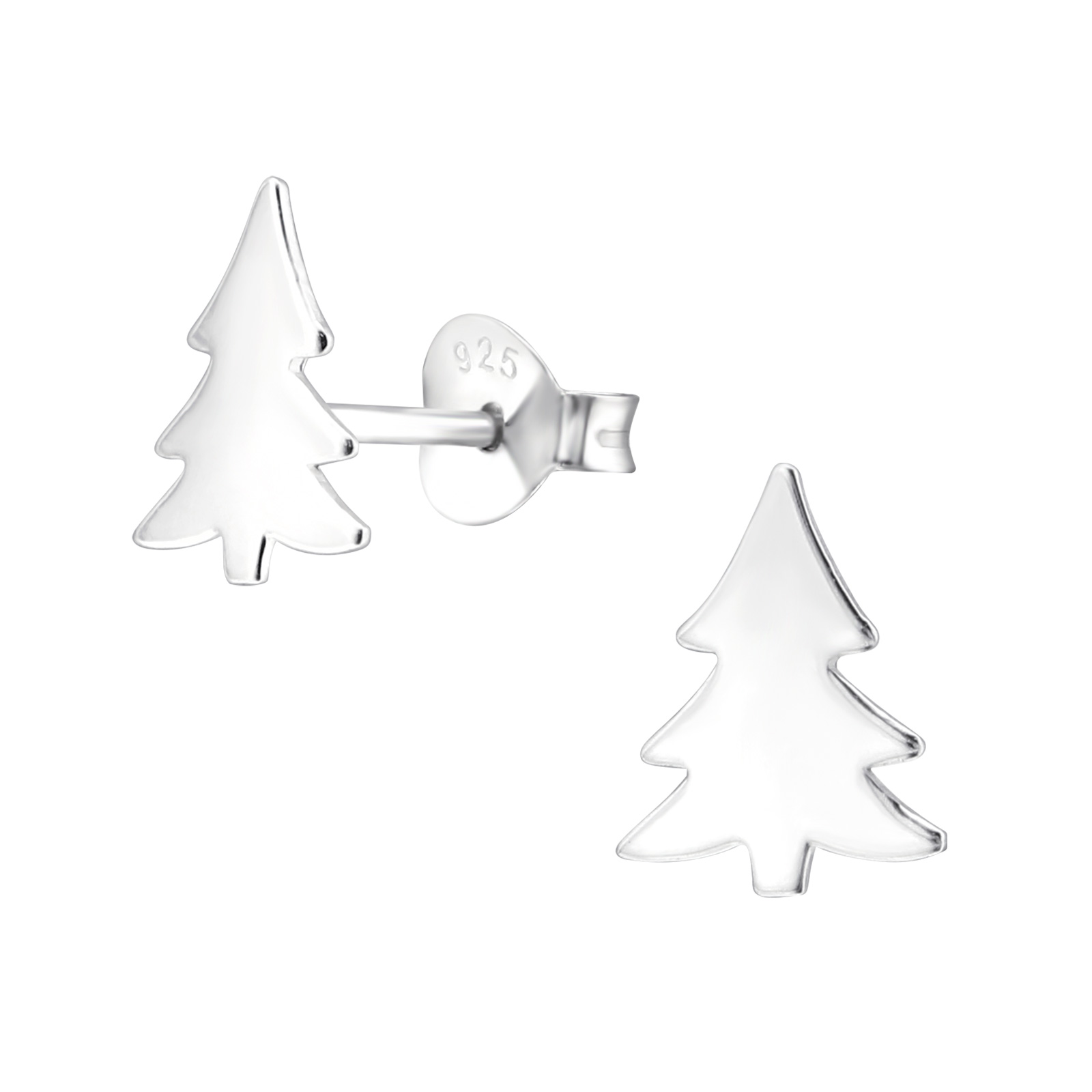 Ohrstecker schlichter Tannenbaum 925 Silber e-coated