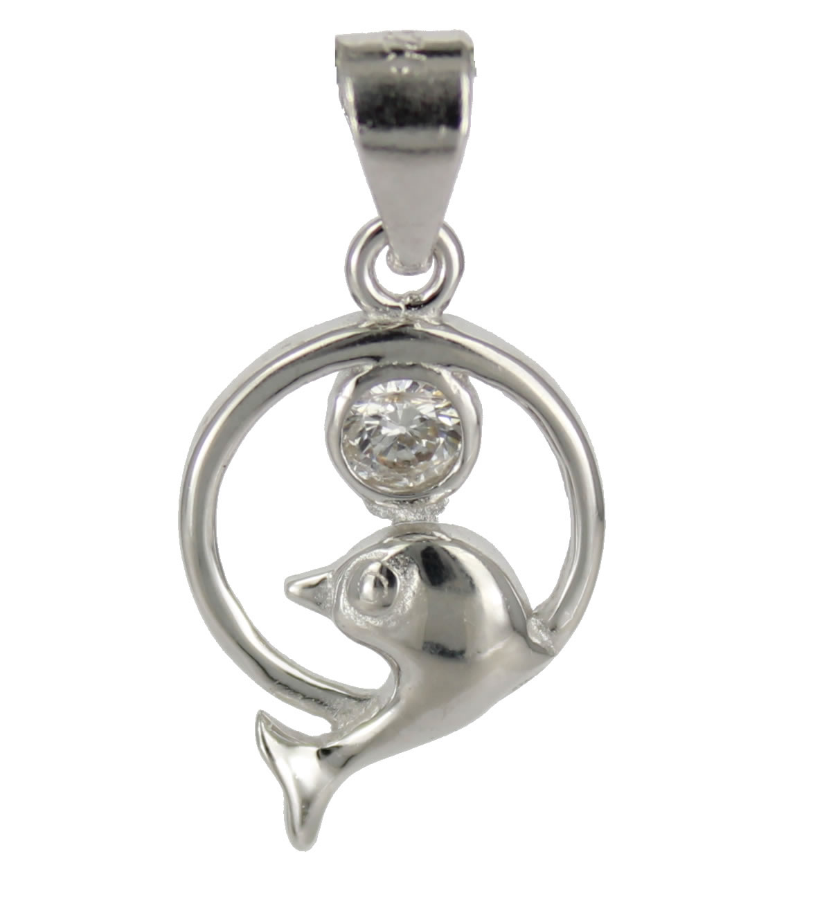 Anhänger Delphin mit Kristall in Crystal 925 Silber