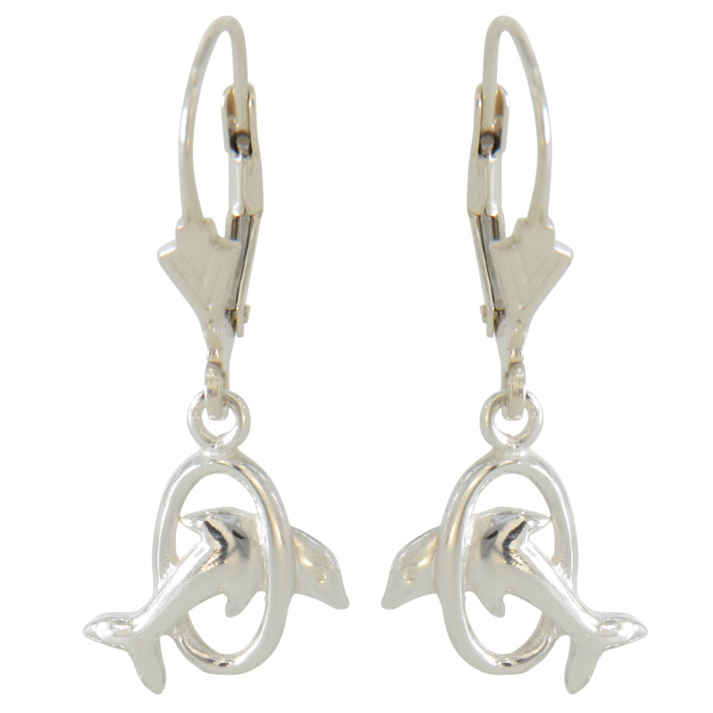 Ohrhänger 925 Silber Delphin im Reifen