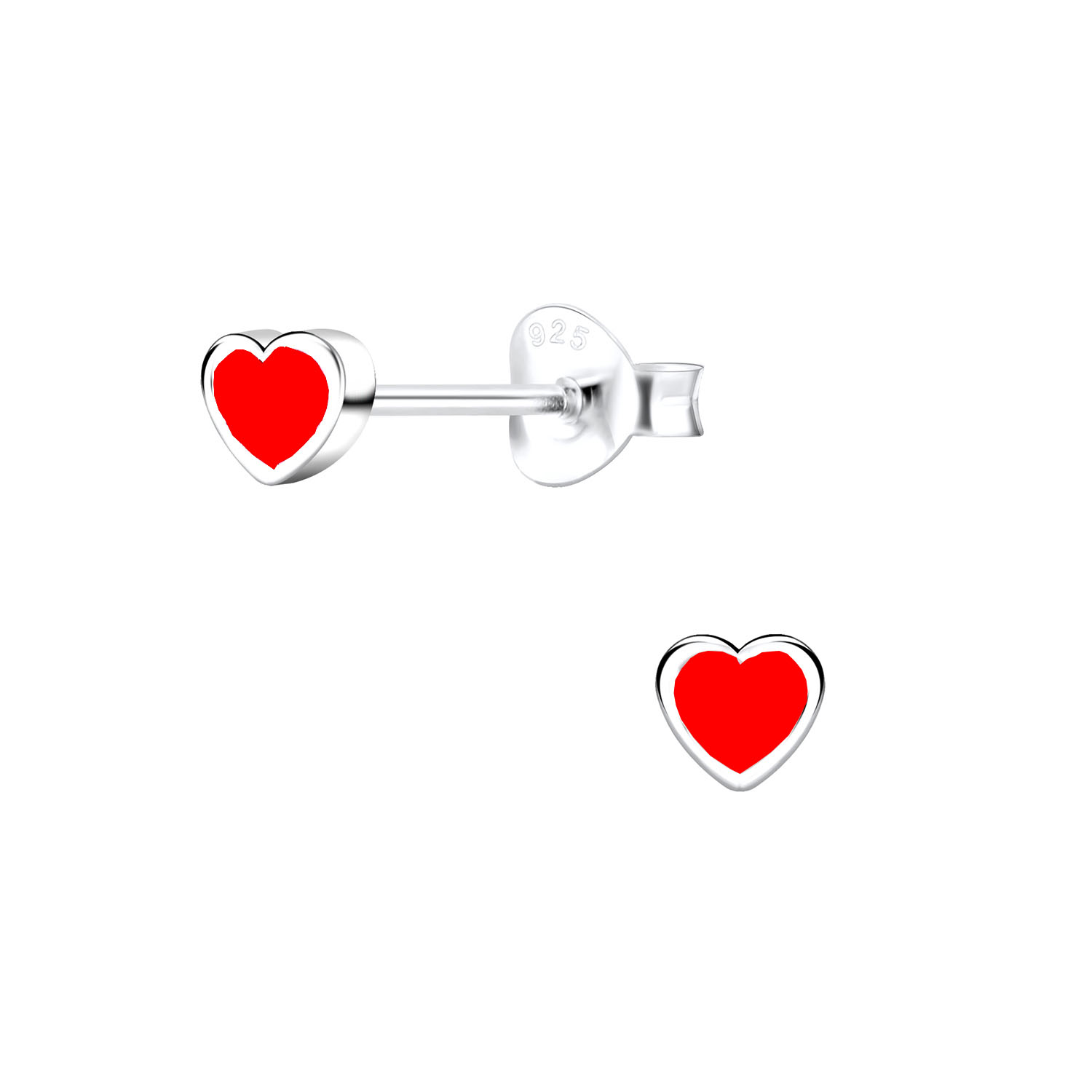 Ohrstecker rotes Herz MINI 925 Silber  e-coated