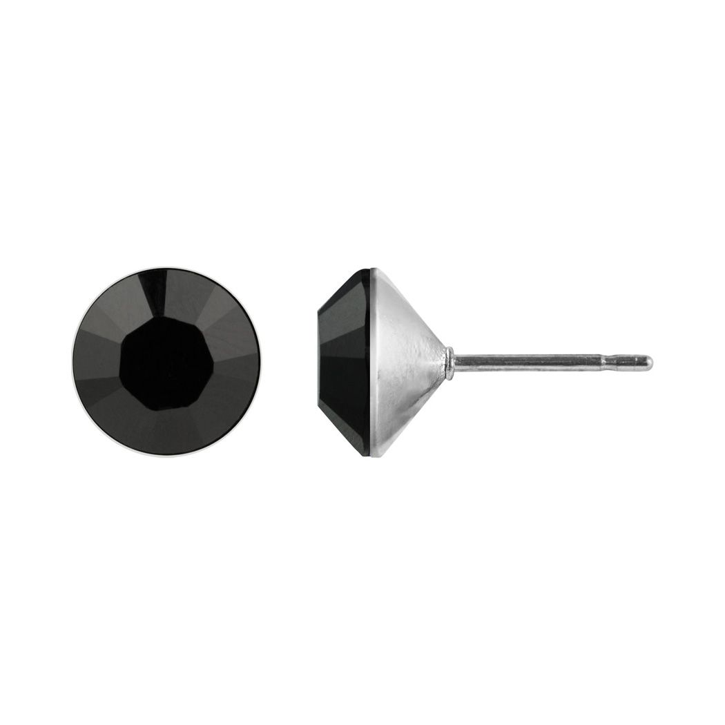 Ohrstecker Kristall 3 mm in Jet 925 Silber