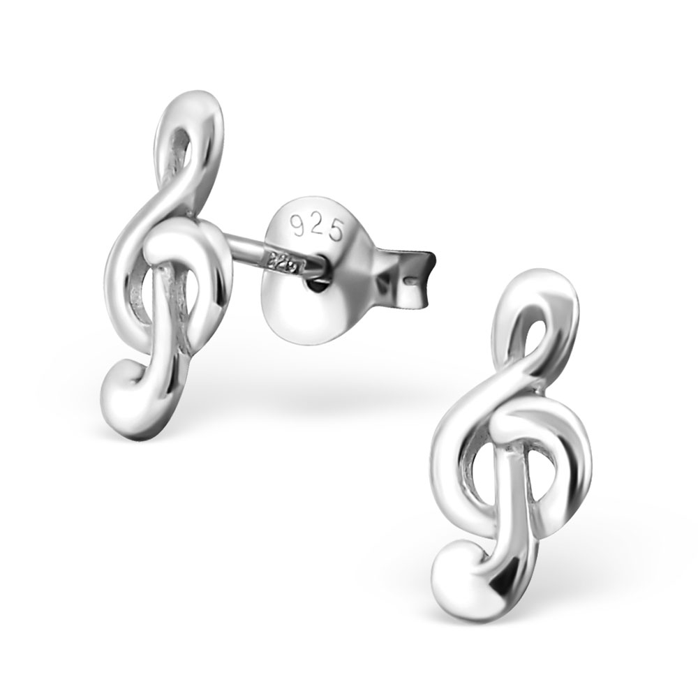 Ohrstecker Notenschlüssel 925 Silber e-coated