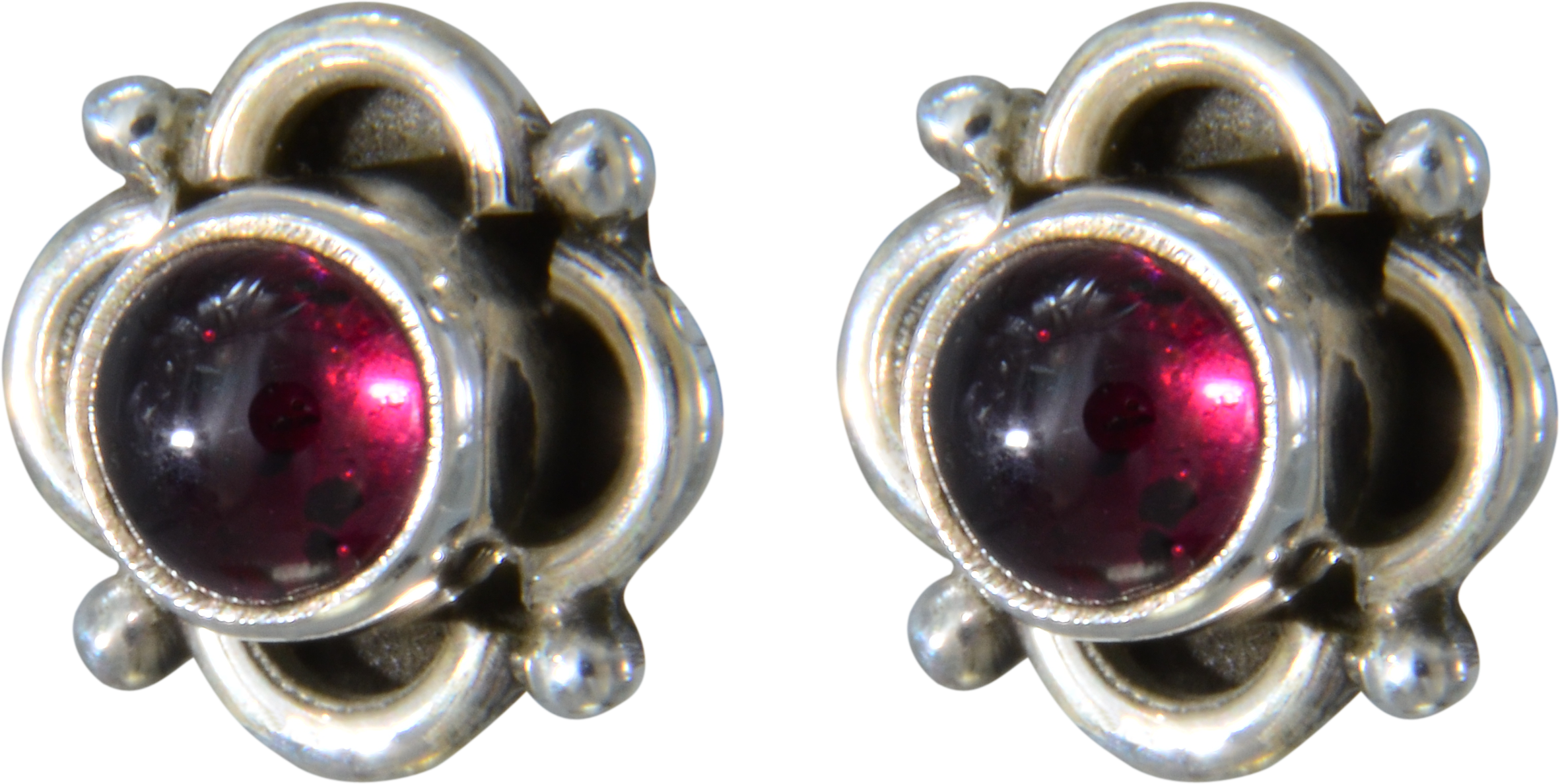 Ohrstecker 925 Silber 6 mm Granat im verzierten Rahmen