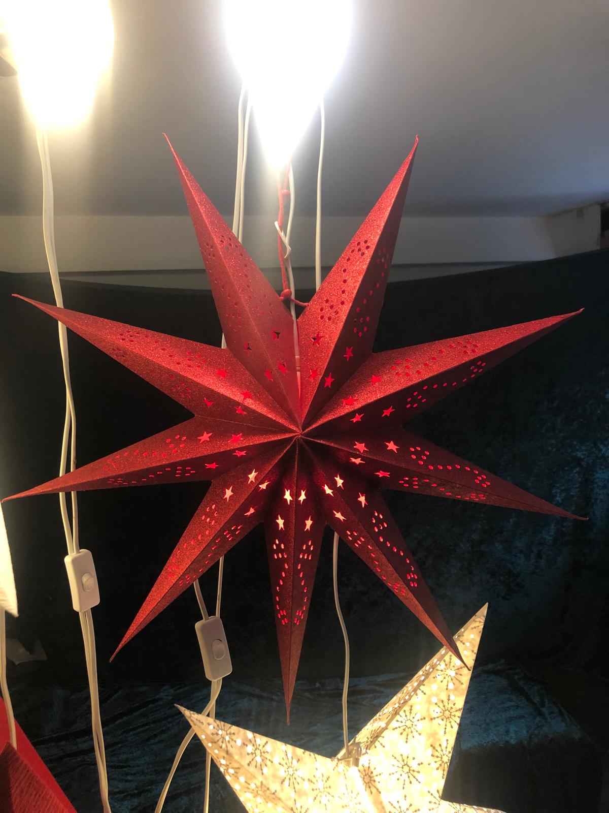 Weihnachtsstern „Weihnachtszeit“ – Rot , glitzernd