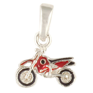 Motorrad Anhänger rot 925 Silber
