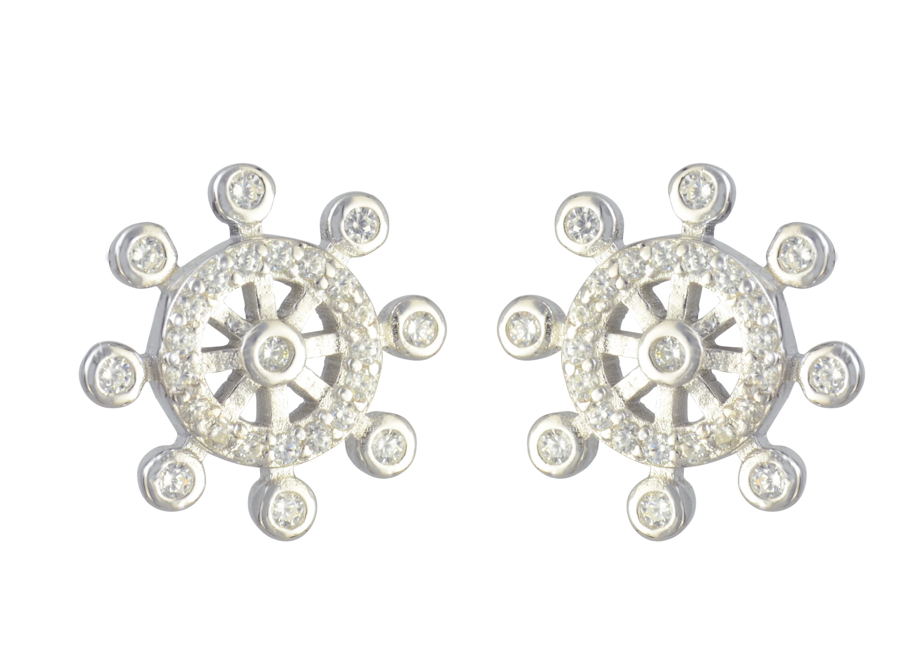 Ohrstecker Steuerrad Kristalle 925 Silber rhodiniert