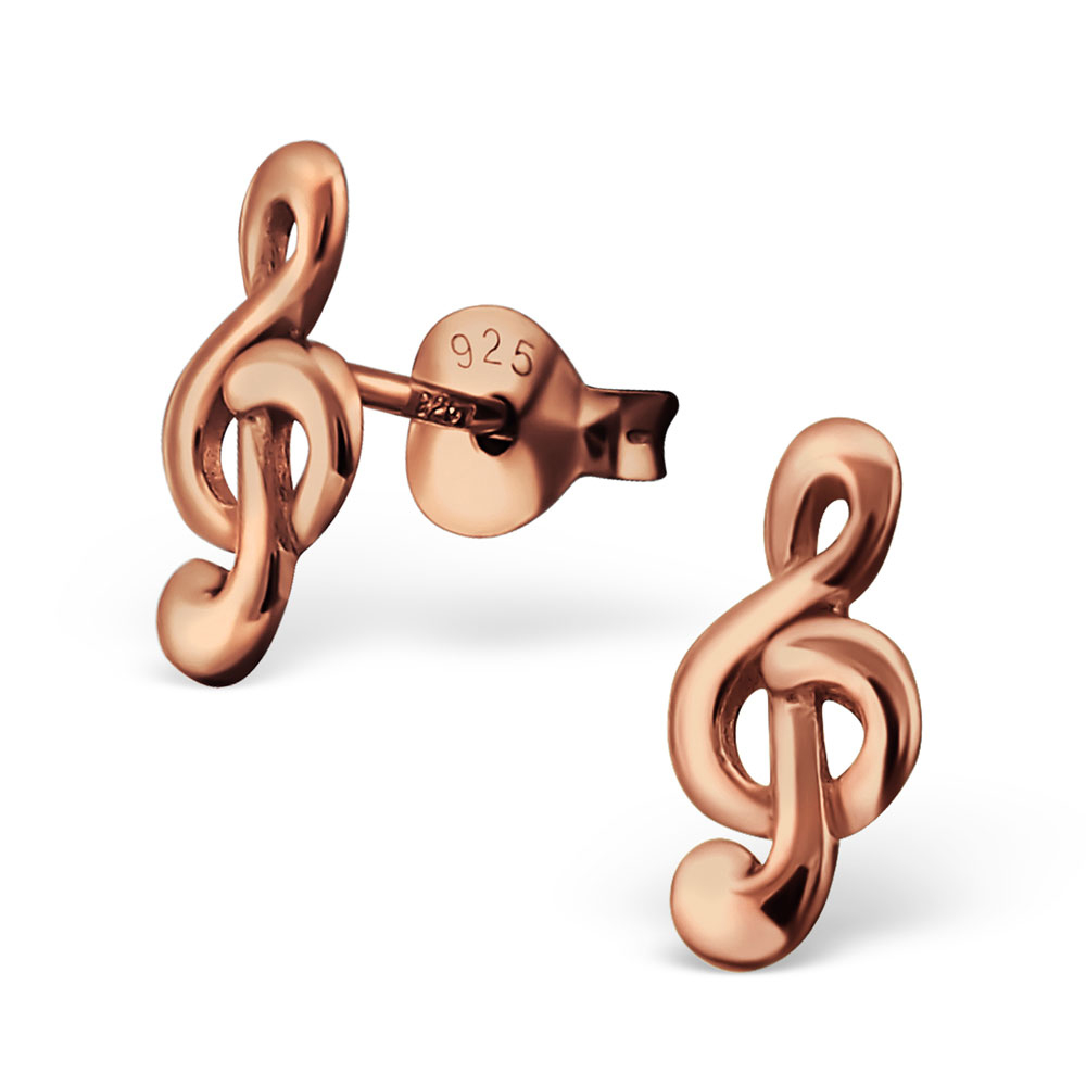 *Ohrstecker Notenschlüssel 925 Silber rosévergoldet