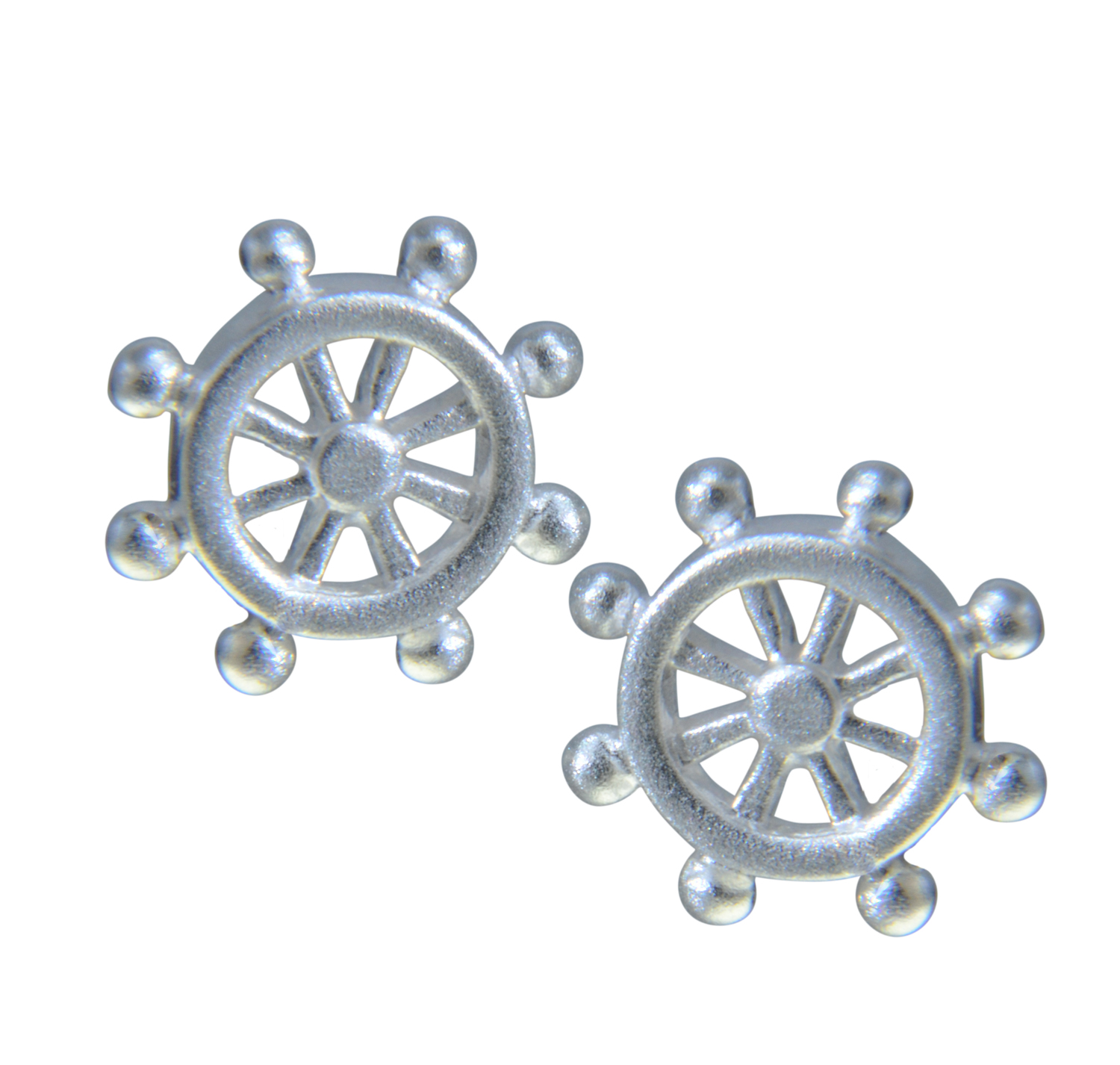 Ohrstecker Steuerrad groß matt 925 Silber