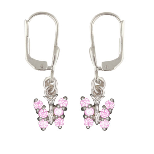 Ohrhänger Schmetterling mit Kristallen in Rose 925 Silber