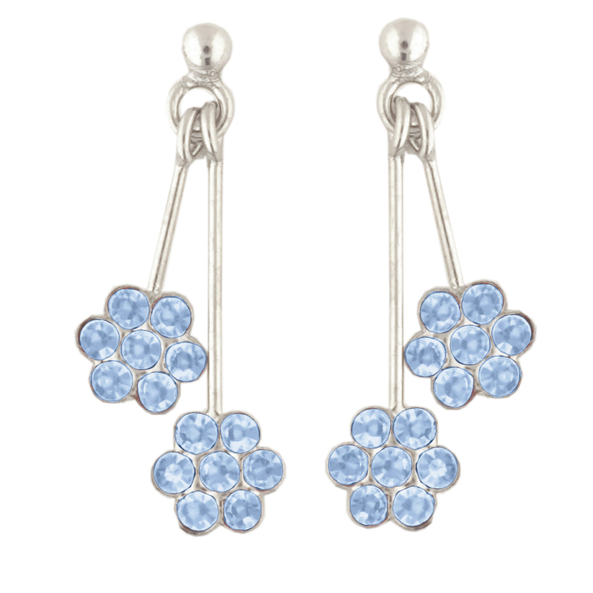 Ohrhänger Kristall Blumen in Blau 925 Silber