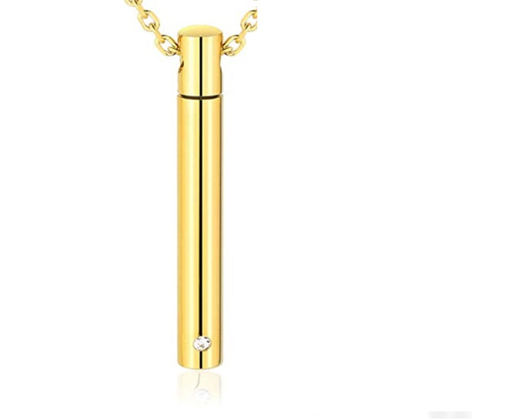 Memorial Anhänger Zylinder 6x42 mm Kristall goldfarben