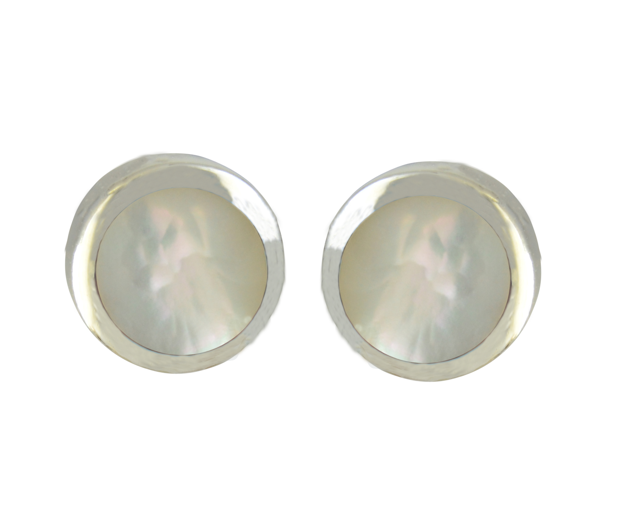 Ohrstecker WHITE MOP 6 mm 925 Silber rhodiniert