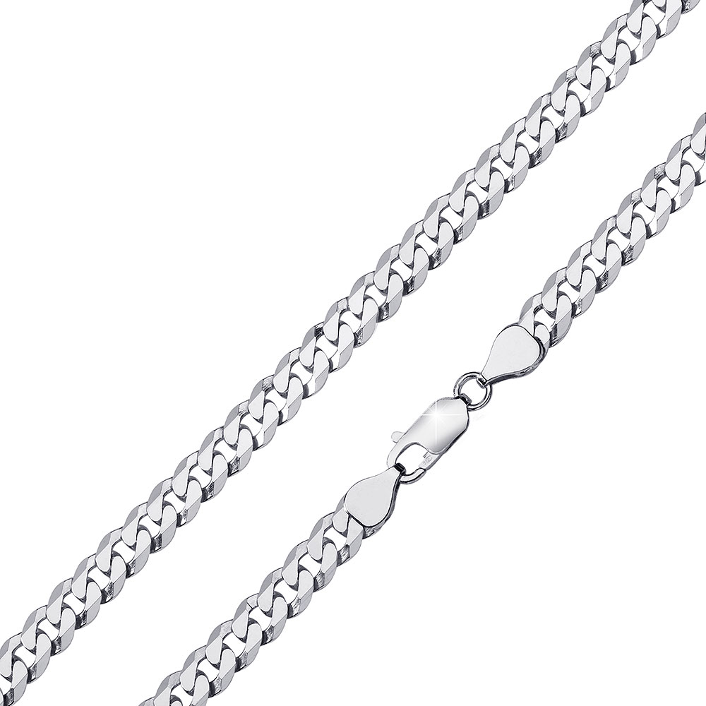 Kette Panzer 925 Silber rhodiniert 50 cm Karabiner