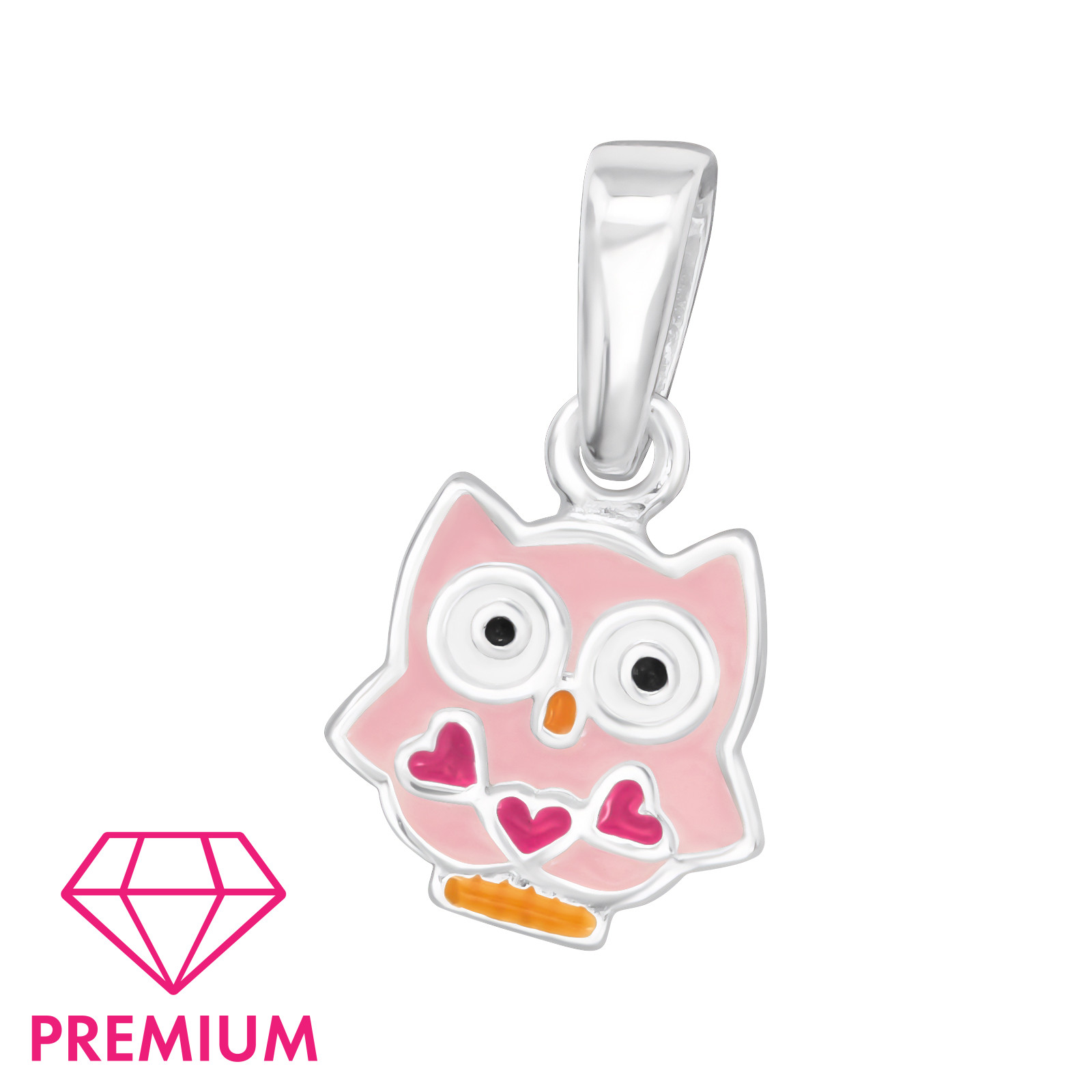 Anhänger Eule rosa PREMIUM 925 Silber e-coated