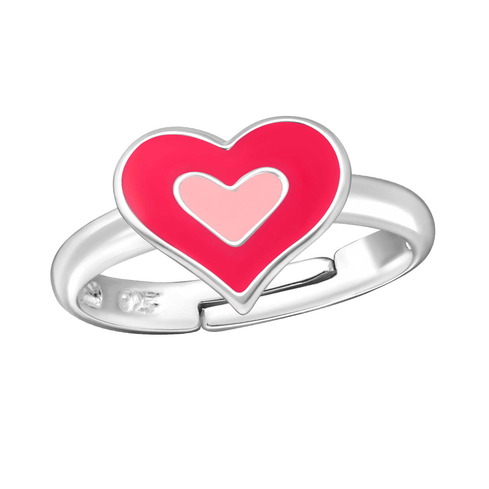 Ring Herz pink 925 Silber e-coated