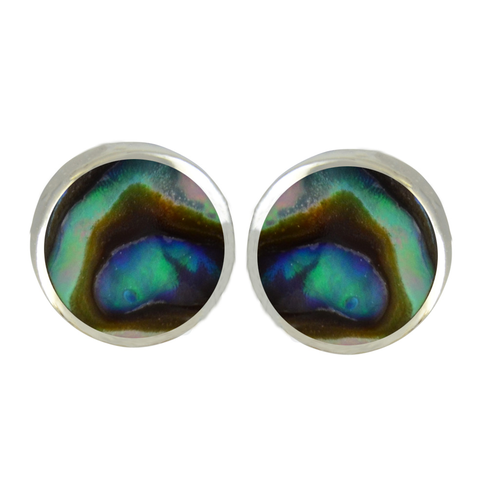 Ohrstecker Abalone 6 mm 925 Silber rhodiniert