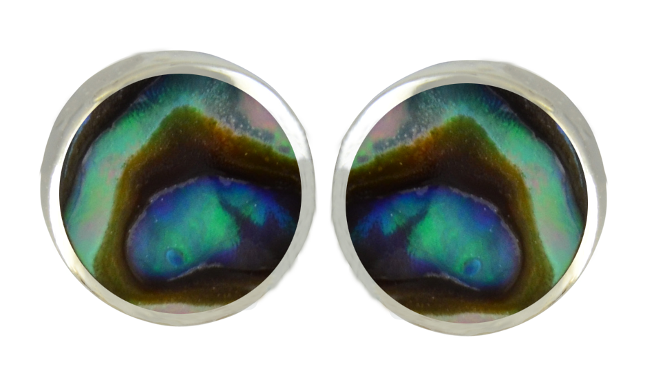 Ohrstecker Abalone 6 mm 925 Silber rhodiniert