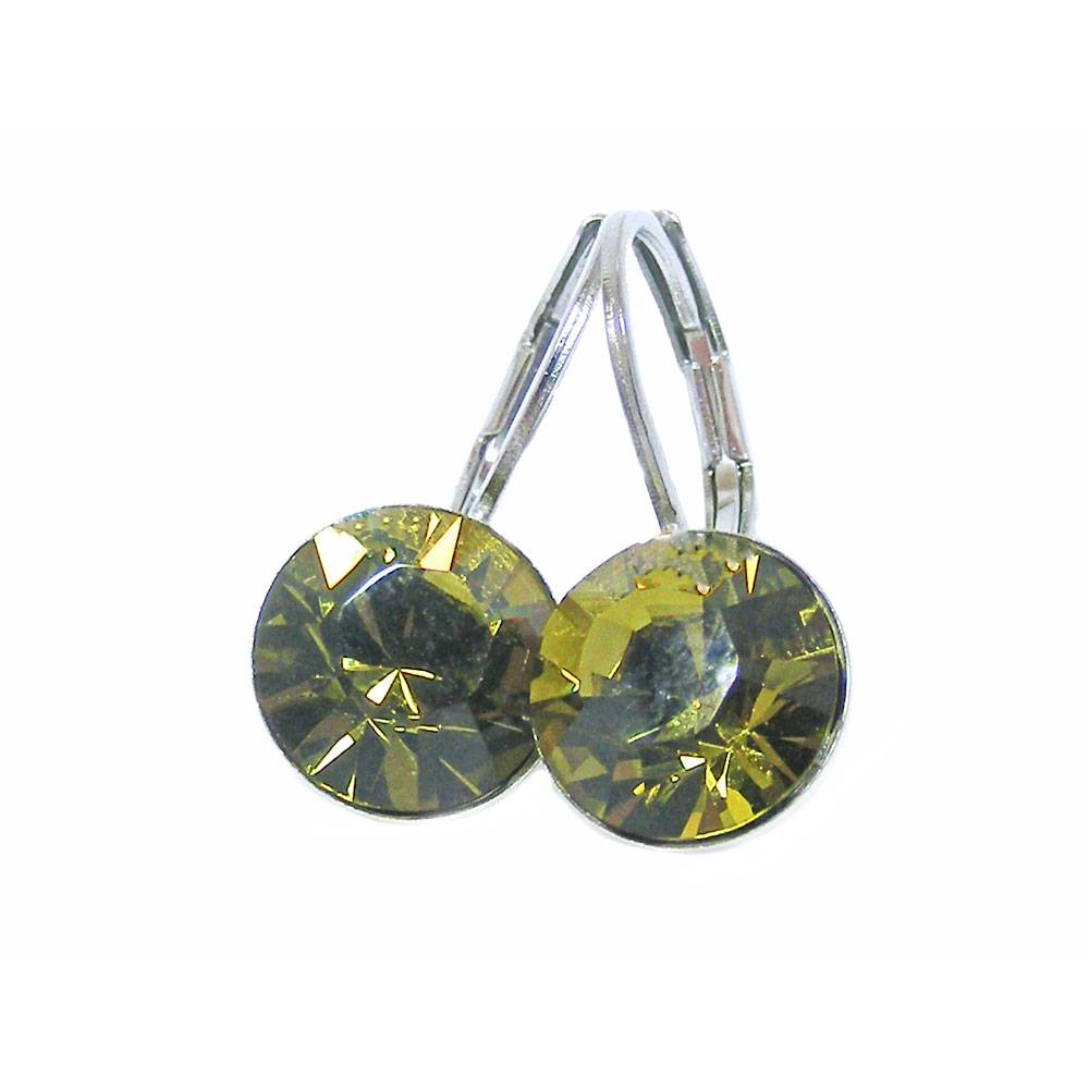 Ohrhänger Kristall 8 mm in Olivine/Khaki