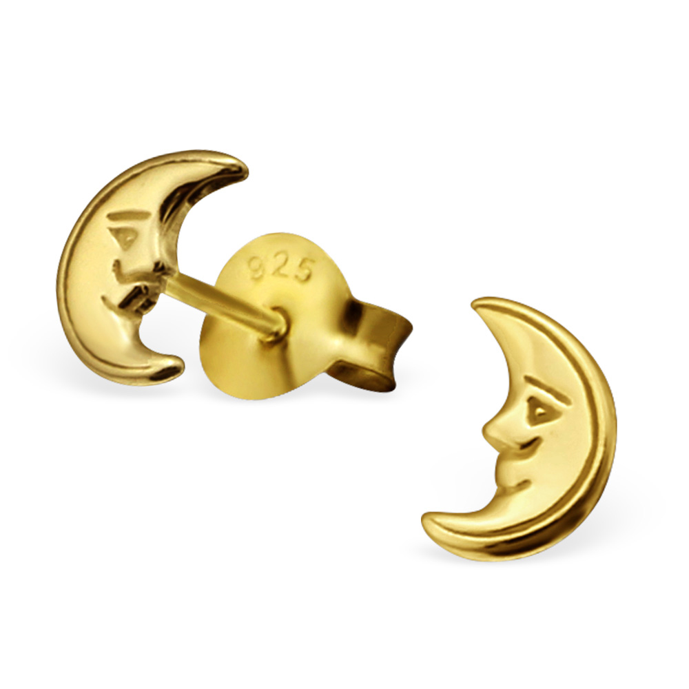 Ohrstecker Mond 925 Silber vergoldet