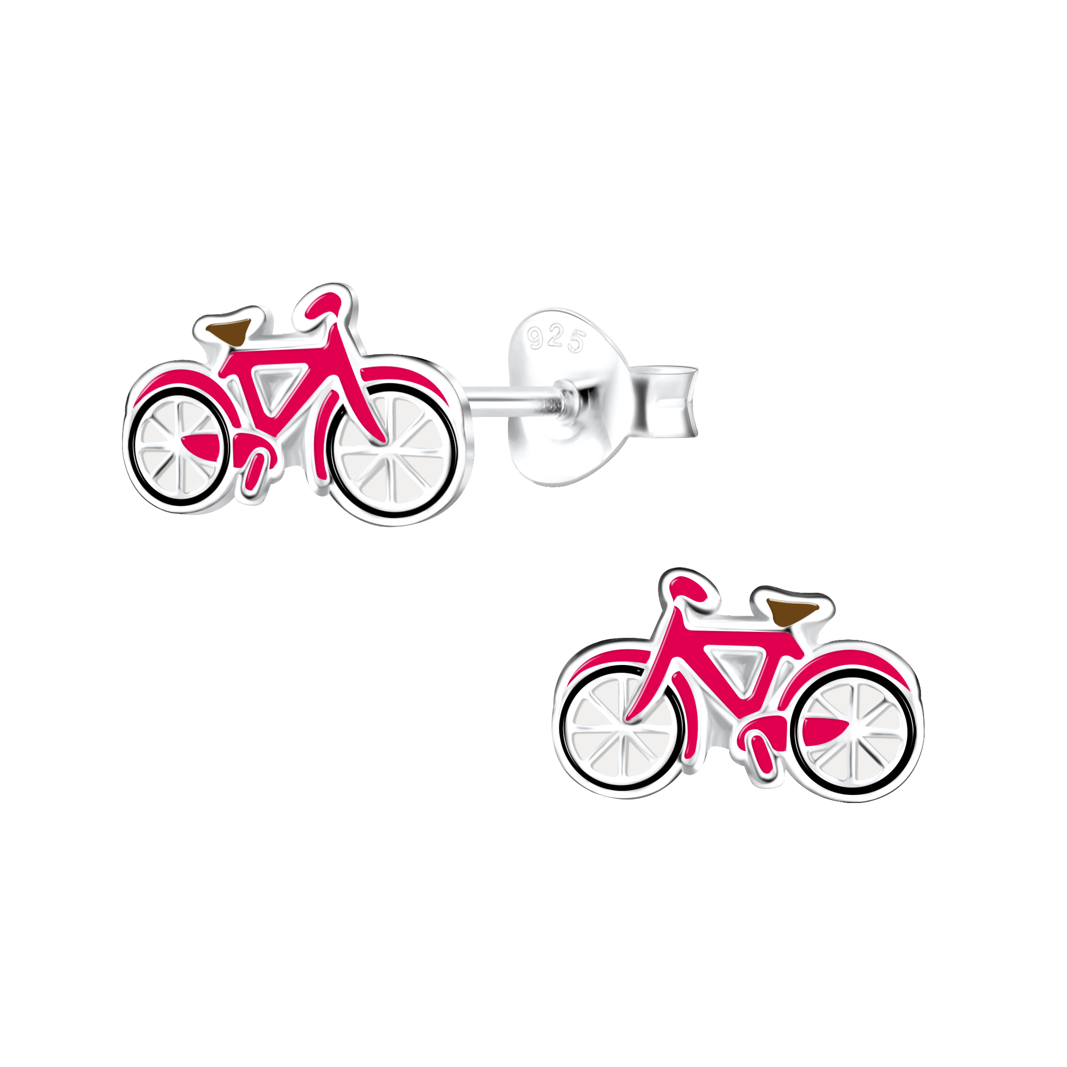 Ohrstecker rotes Fahrrad 925 Silber