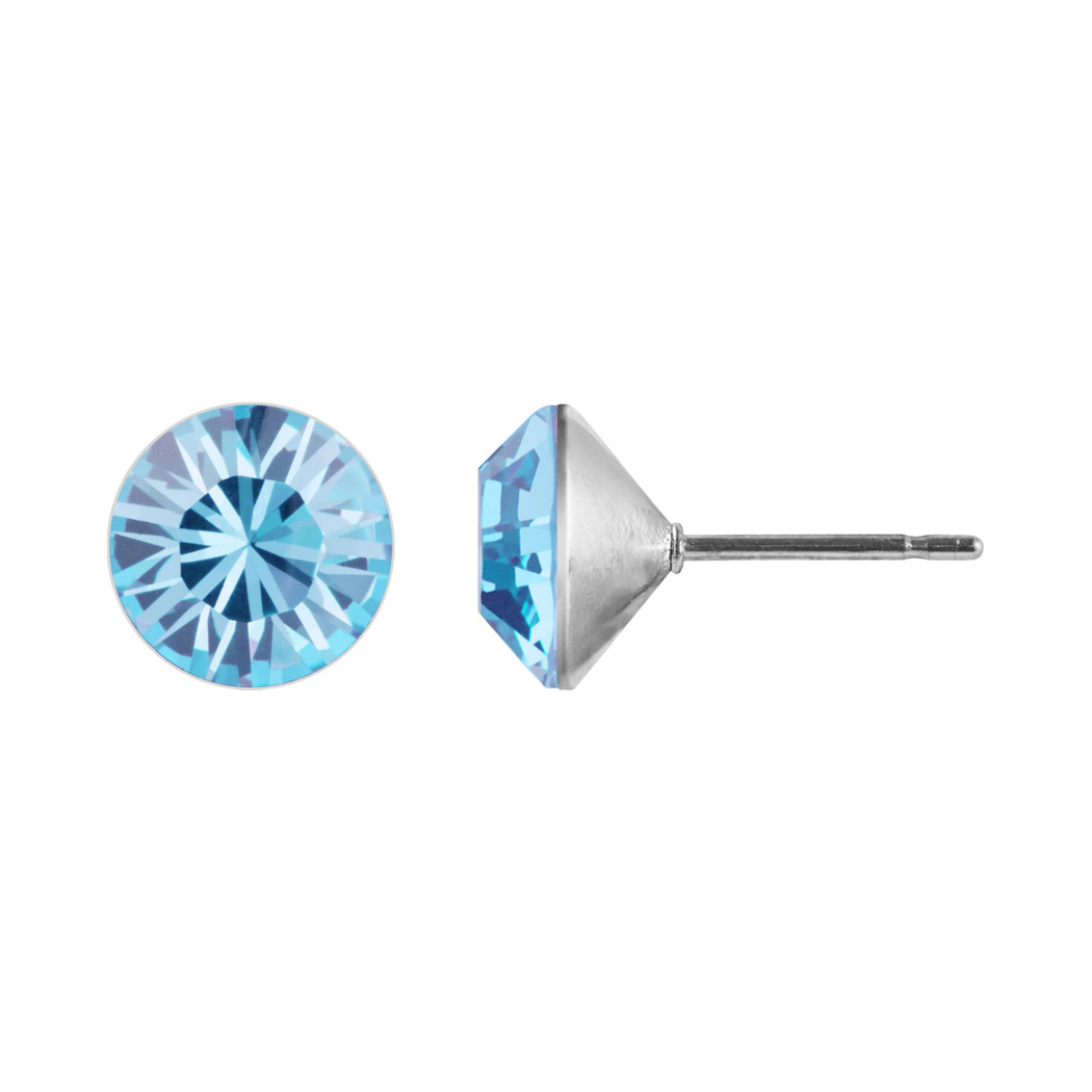 Ohrstecker Kristall 2 mm in Aquamarine 925 Silber