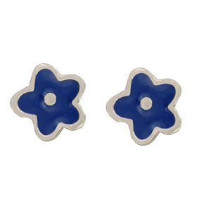 Blume Ohrstecker blau 925 Silber