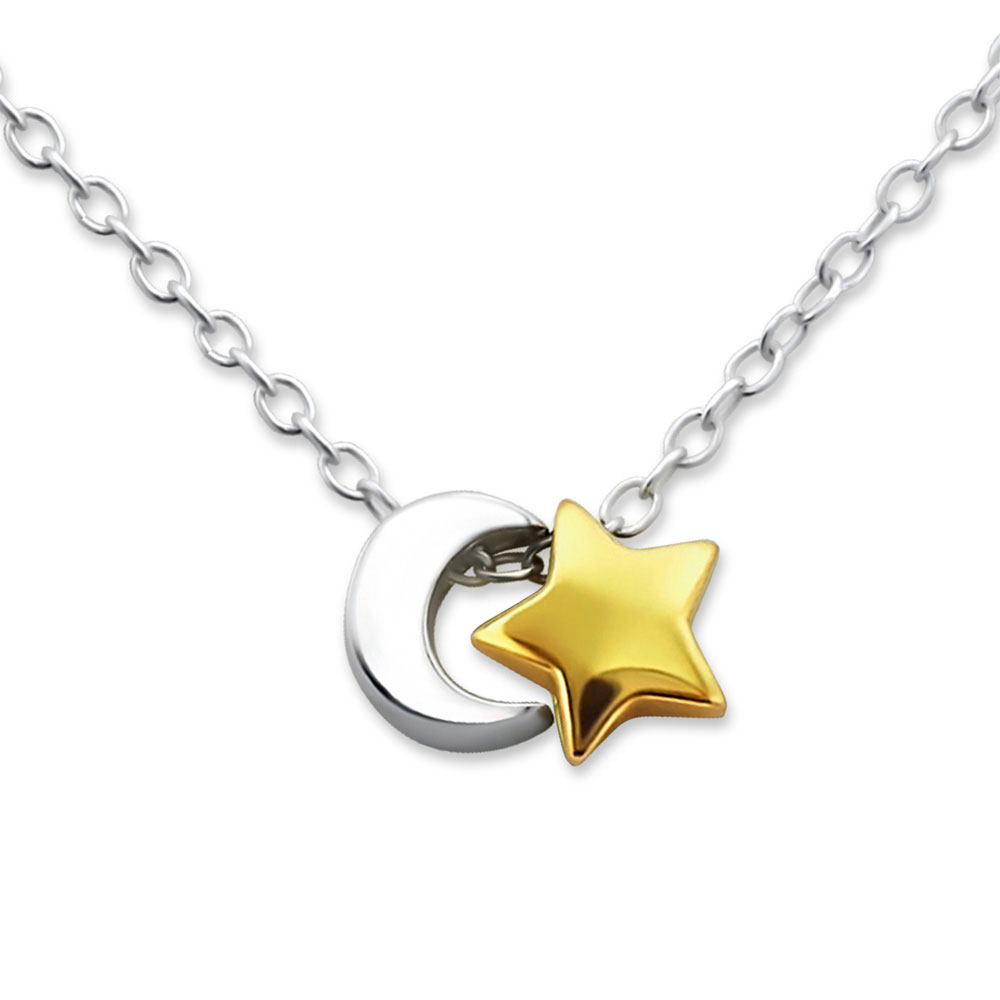 Kette Mond mit Stern 45 cm 925 Silber