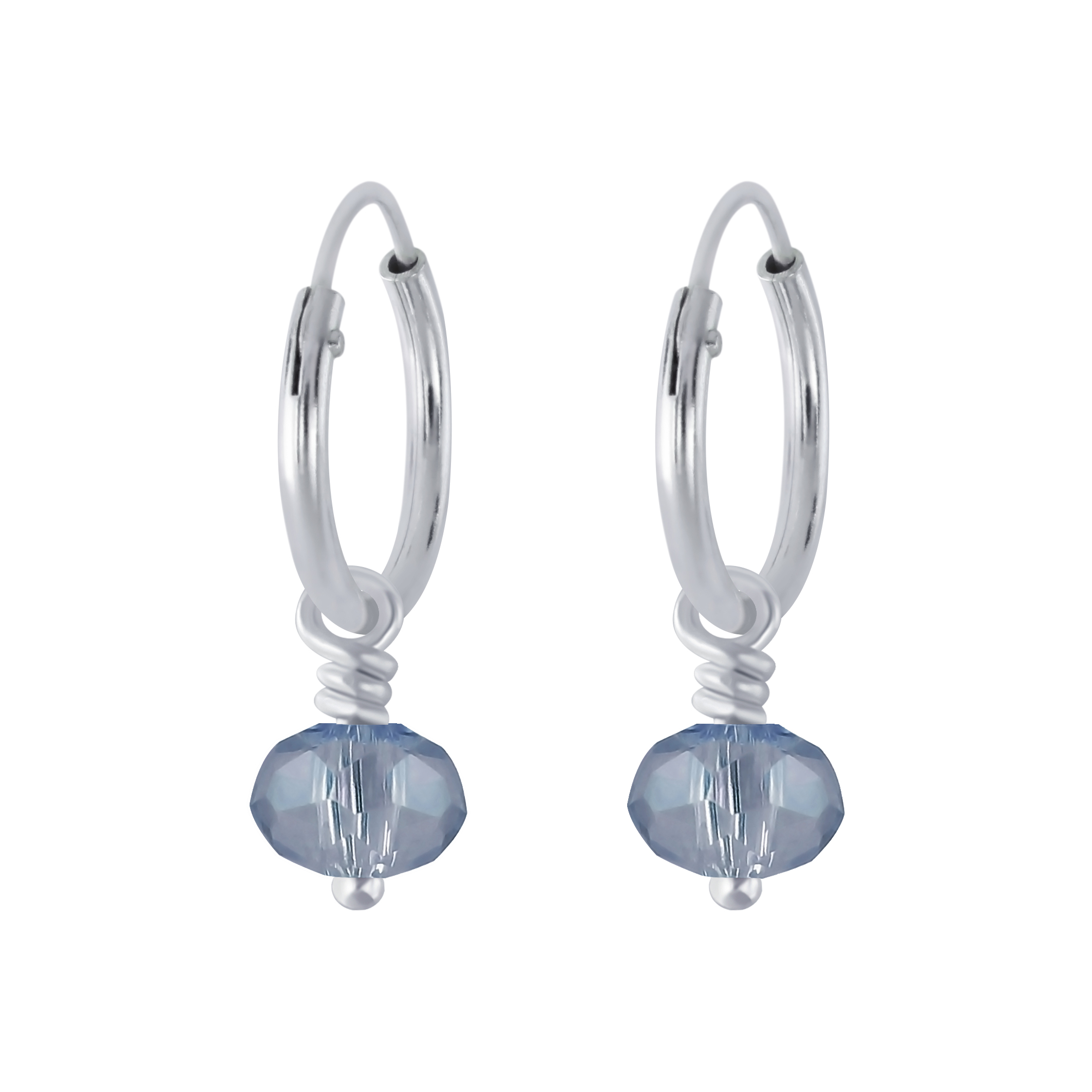 Creole 12 mm Montana Kristall 5 mm 925 Silber e-coated