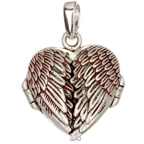 Anhänger Flügel Herz Medaillon 925 Silber