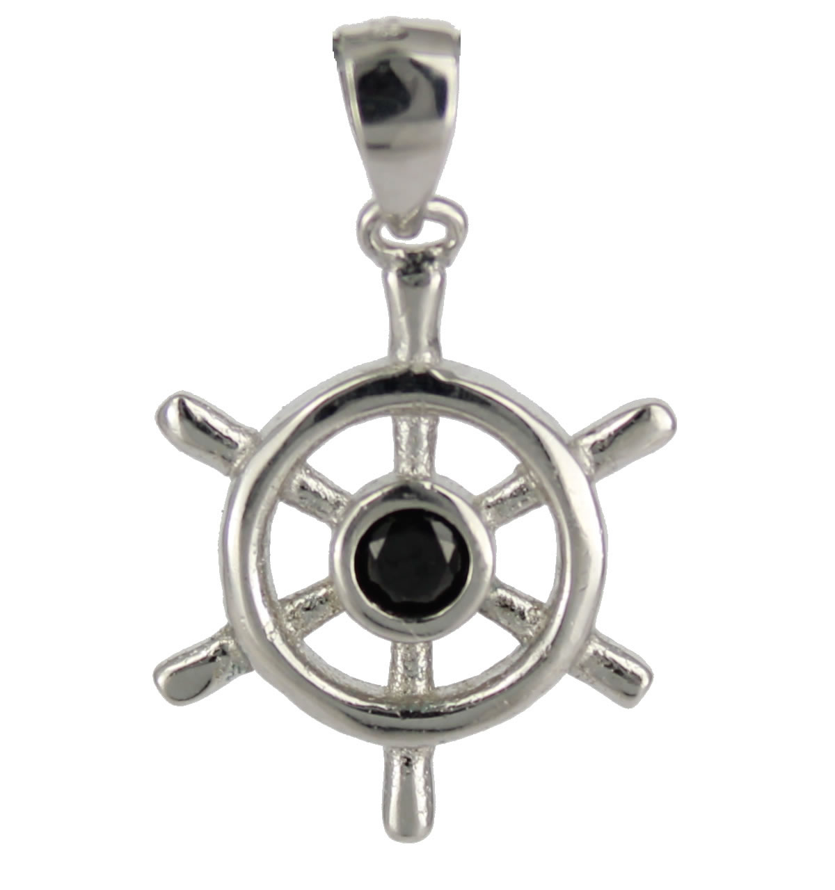 *Anhänger Steuerrad mittel mit schwarzem CCZ 925 Silber