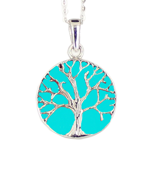 Kette 'Tree of life' Lebensbaum ECHT TÜRKIS 925 Silber rhodiniert