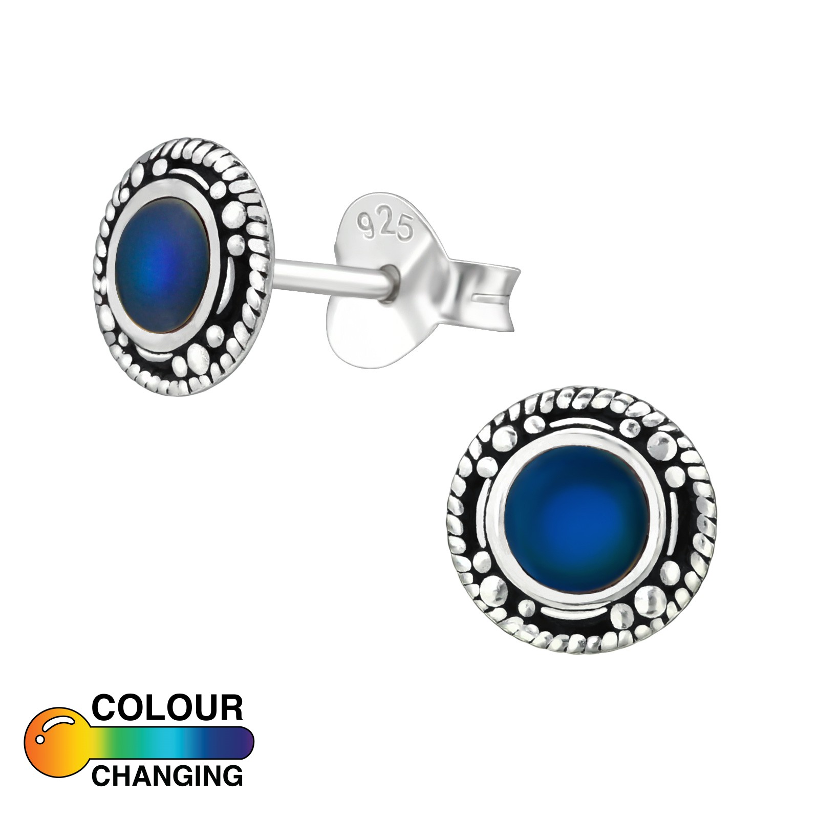 Ohrstecker Bali Mood rund 925 Silber