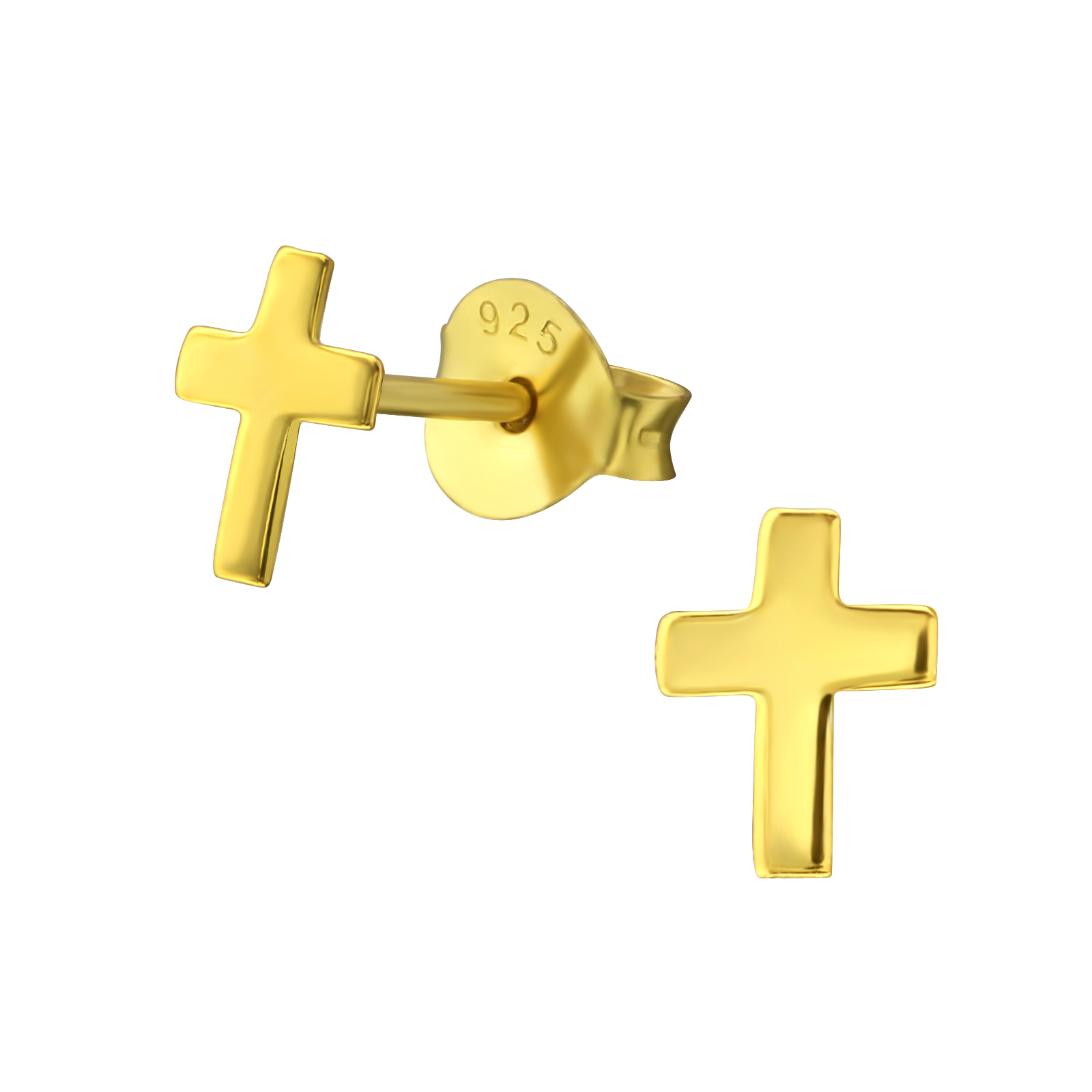 Ohrstecker Kreuz 925 Silber vergoldet