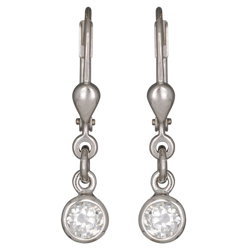 Ohrhänger Kristall 4 mm in Crystal 925 Silber e-coated
