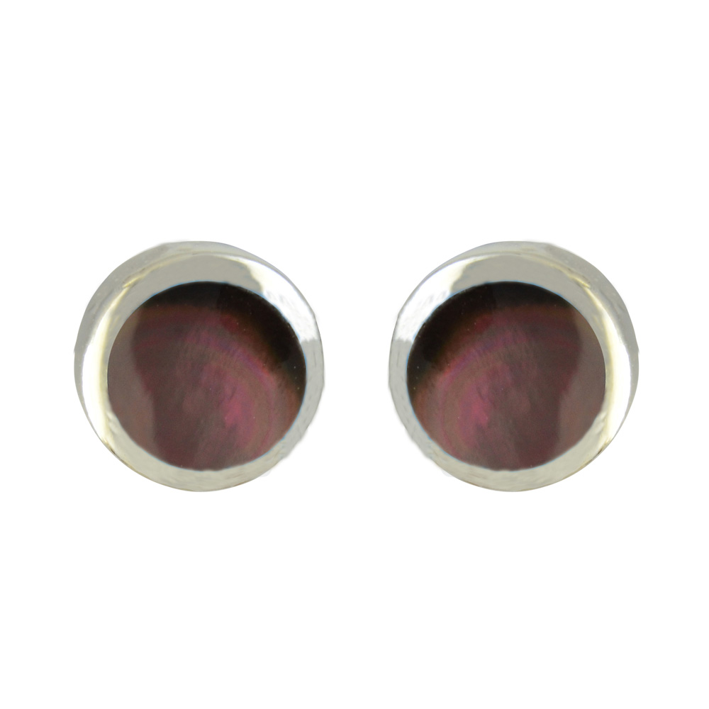 Ohrstecker BLACK LIP shell 6 mm 925 Silber rhodiniert