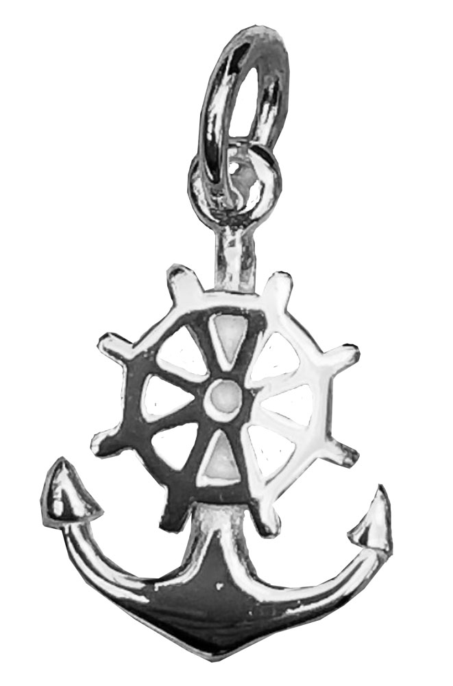 Anhänger Anker mit Steuerrad 20 mm 925 Silber