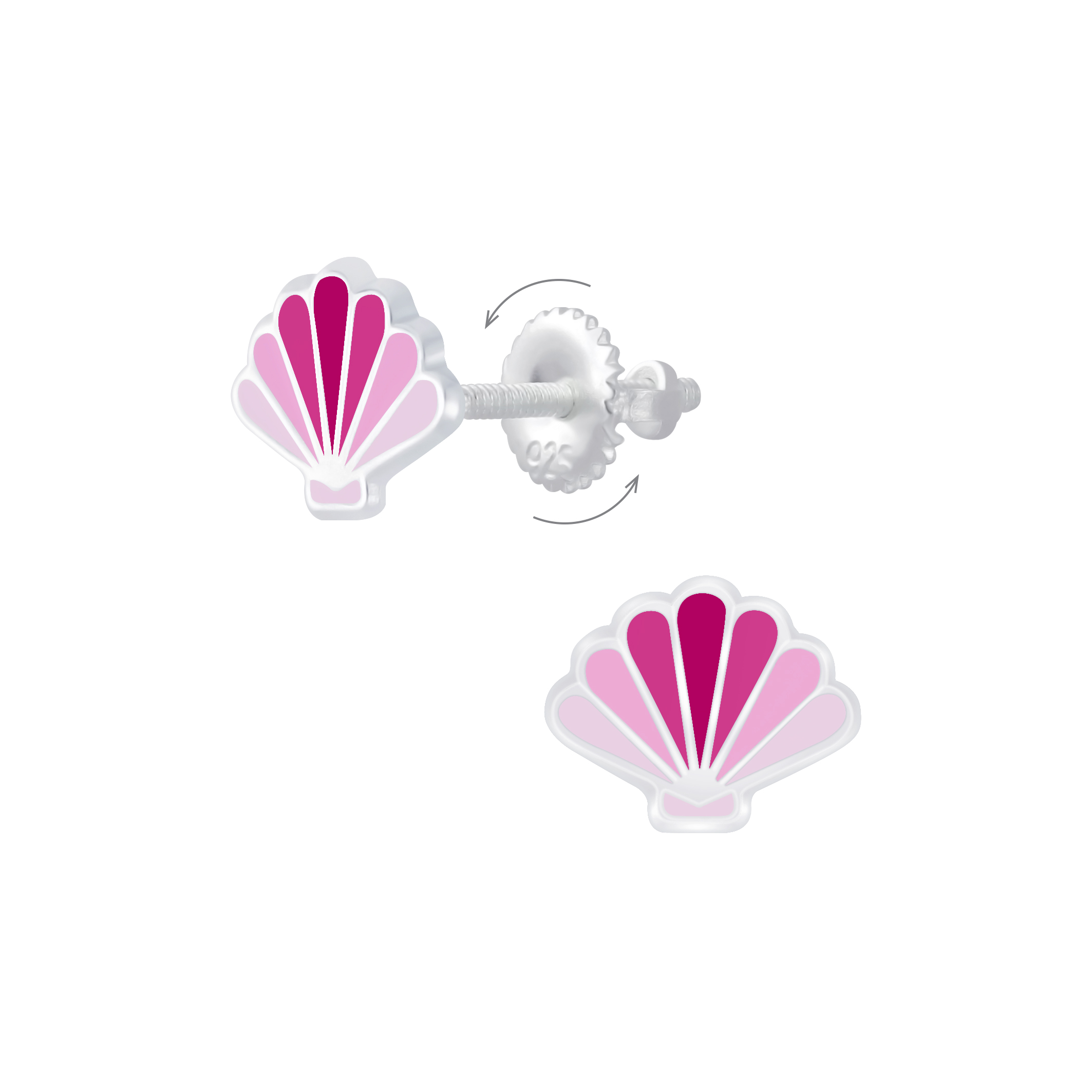 Ohrstecker Muschel rosa 925 Silber Drehverschluss