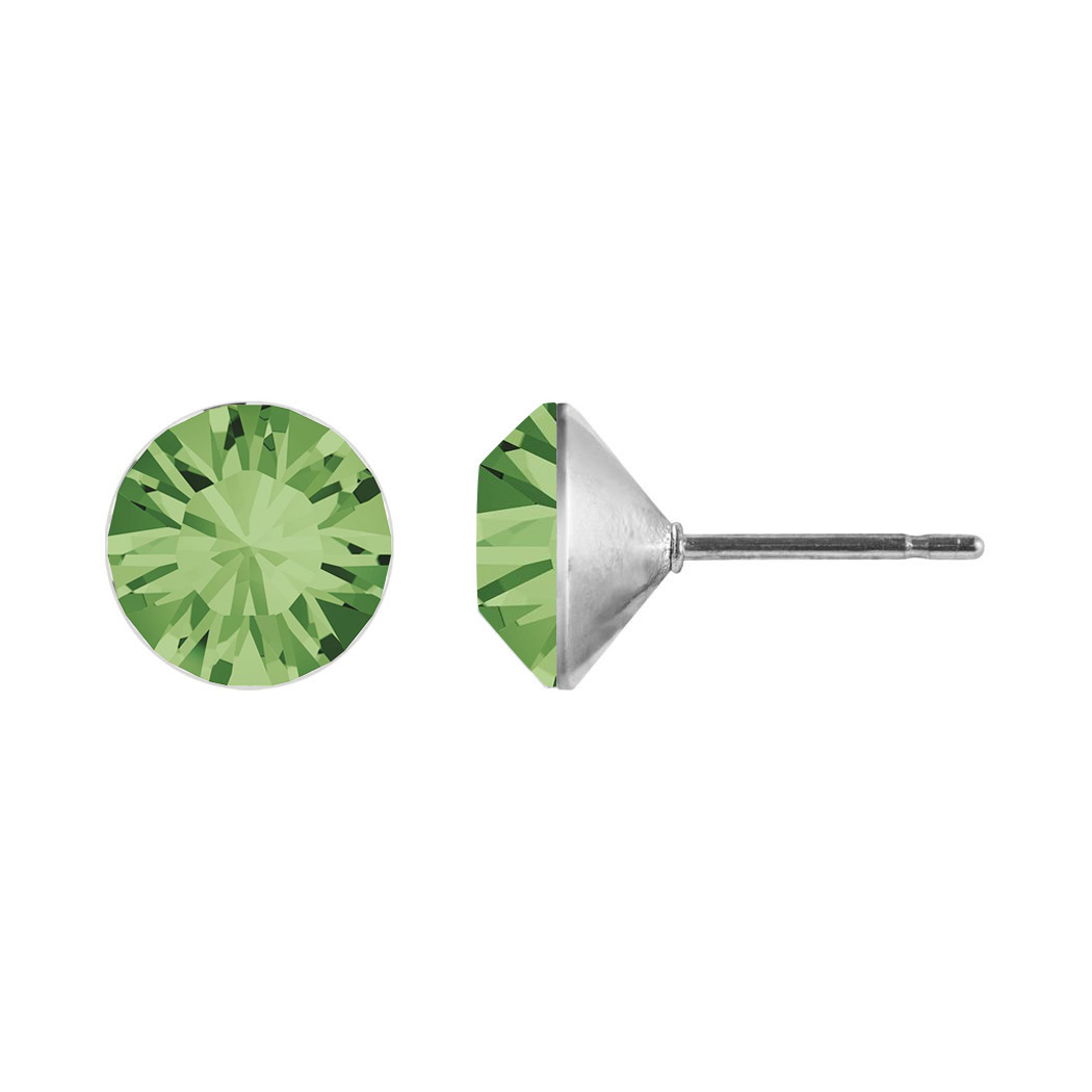 Ohrstecker Kristall 8 mm in Peridot 925 Silber