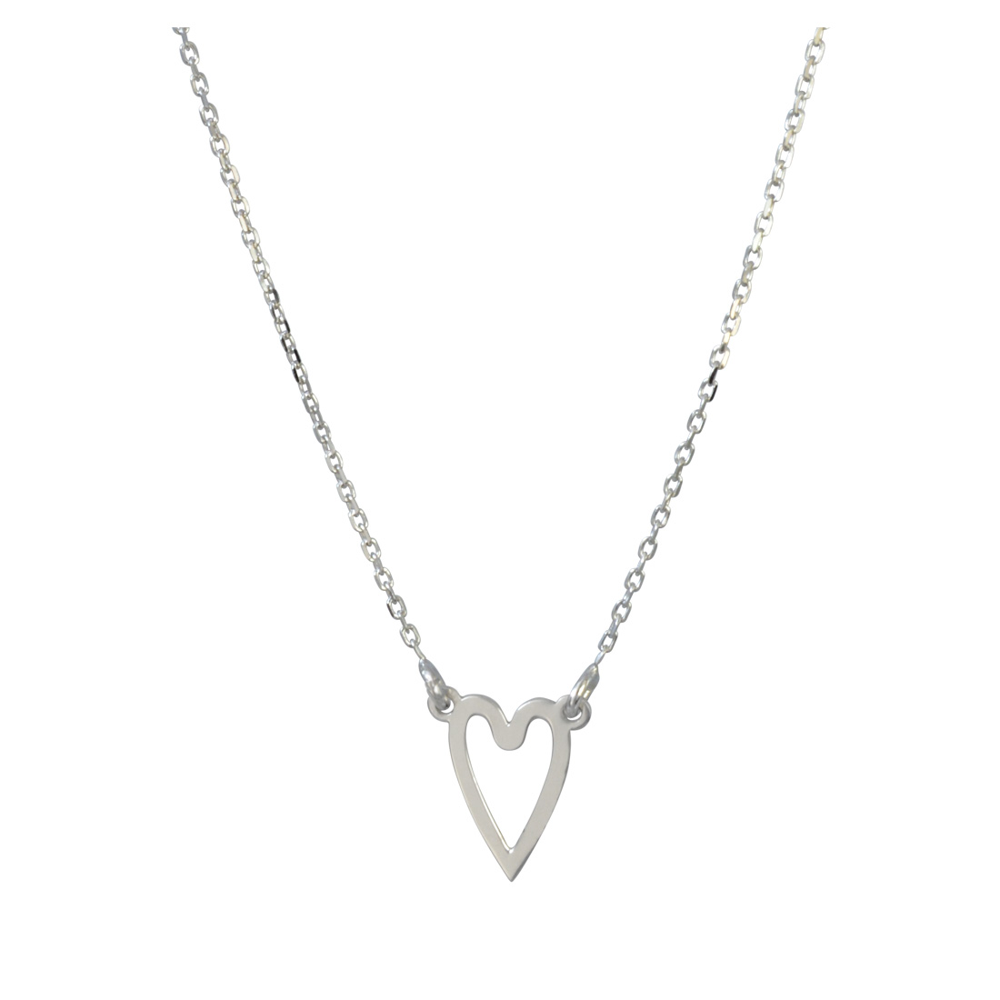 Kette Cut out Herz 925 Silber rhodiniert 45 cm incl. 3 cm Verkürz.