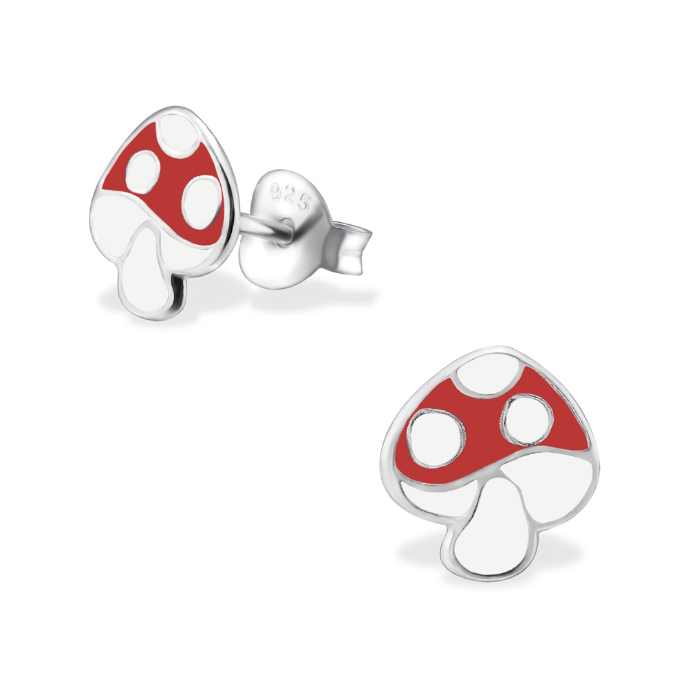 Ohrstecker Glückspilz rot weiß 925 Silber e-coated