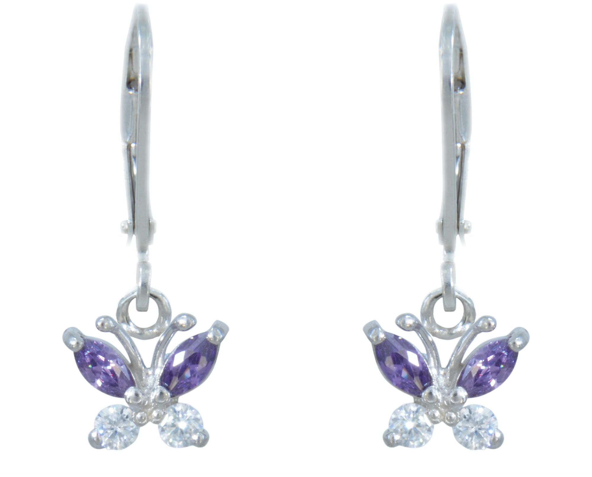 Ohrhänger Kristallschmetterling lila/weiß 925 Silber