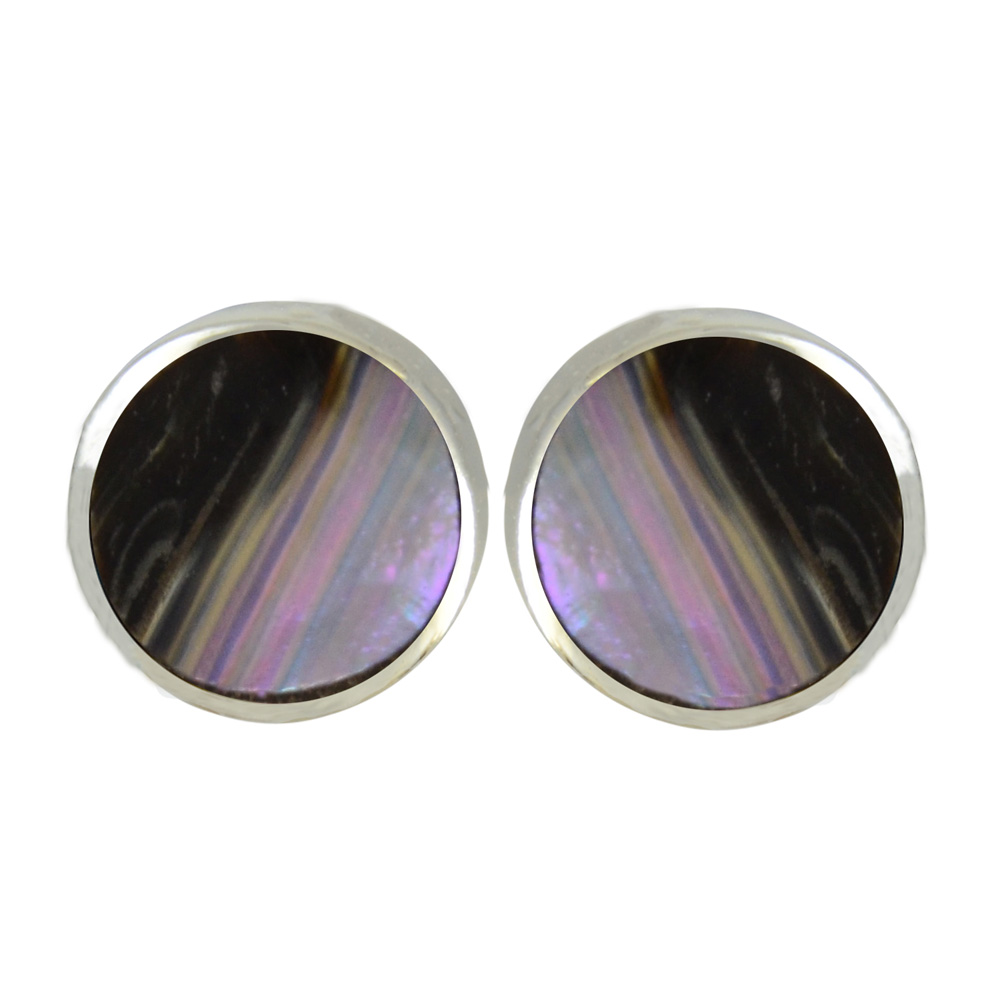 Ohrstecker BLACK LIP 2TONE 6 mm 925 Silber rhodiniert