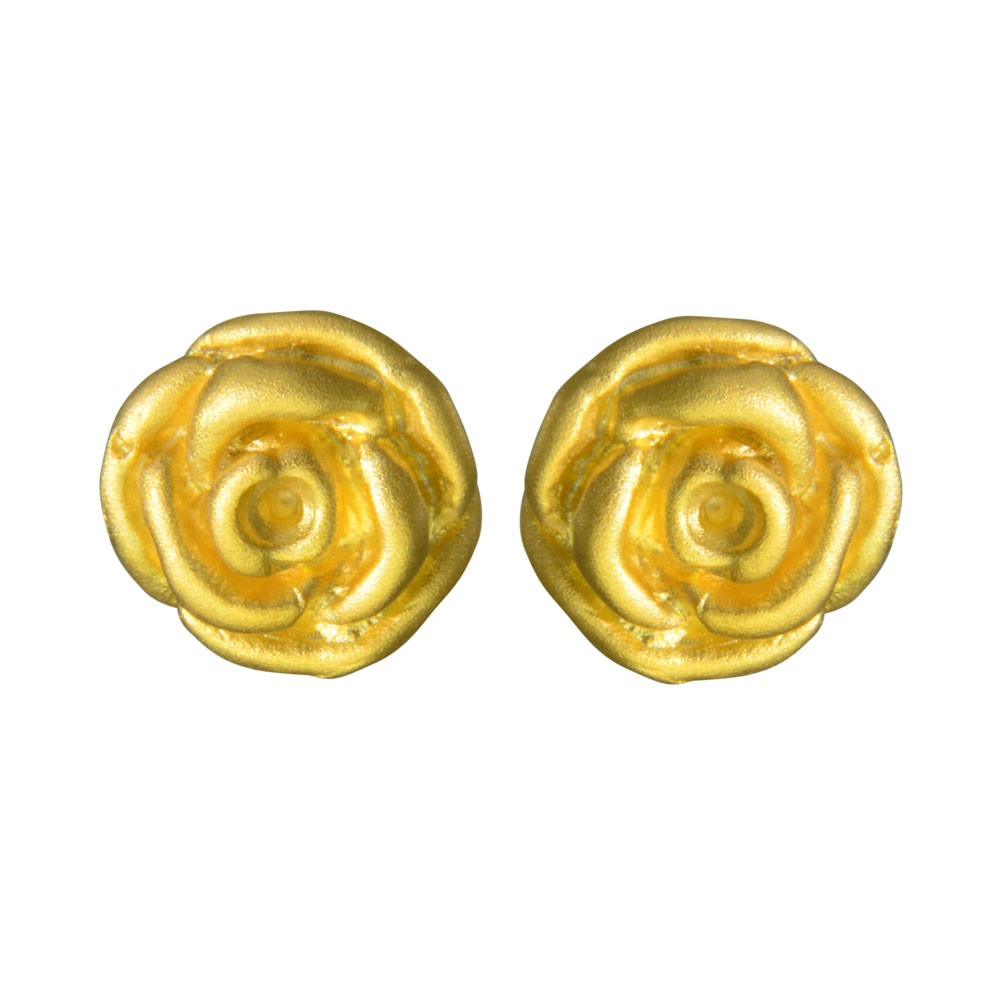 Ohrstecker Rose mattiert vergoldet 925 Silber 9 mm