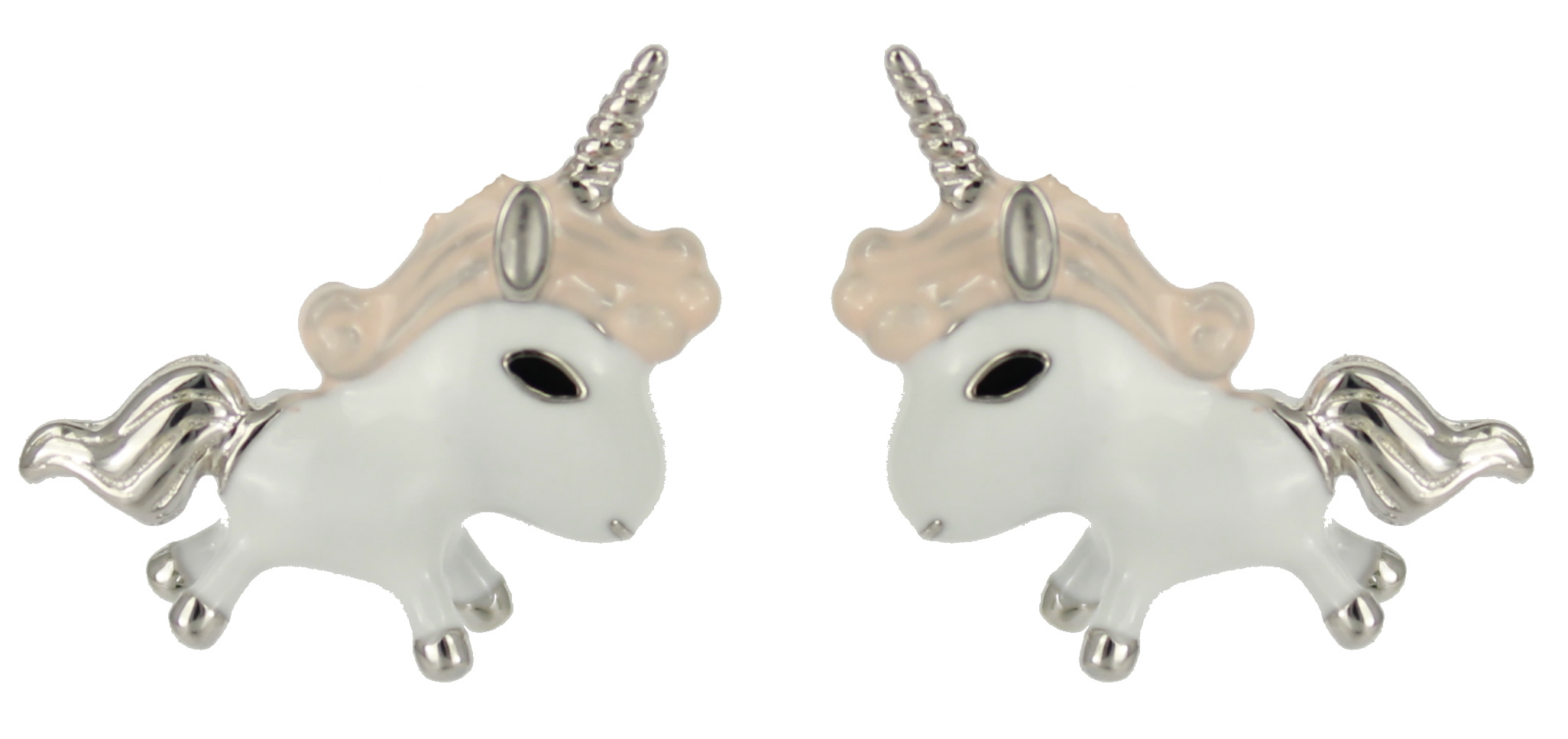 Ohrstecker weißes Einhorn Mähne rosé 925 Silber