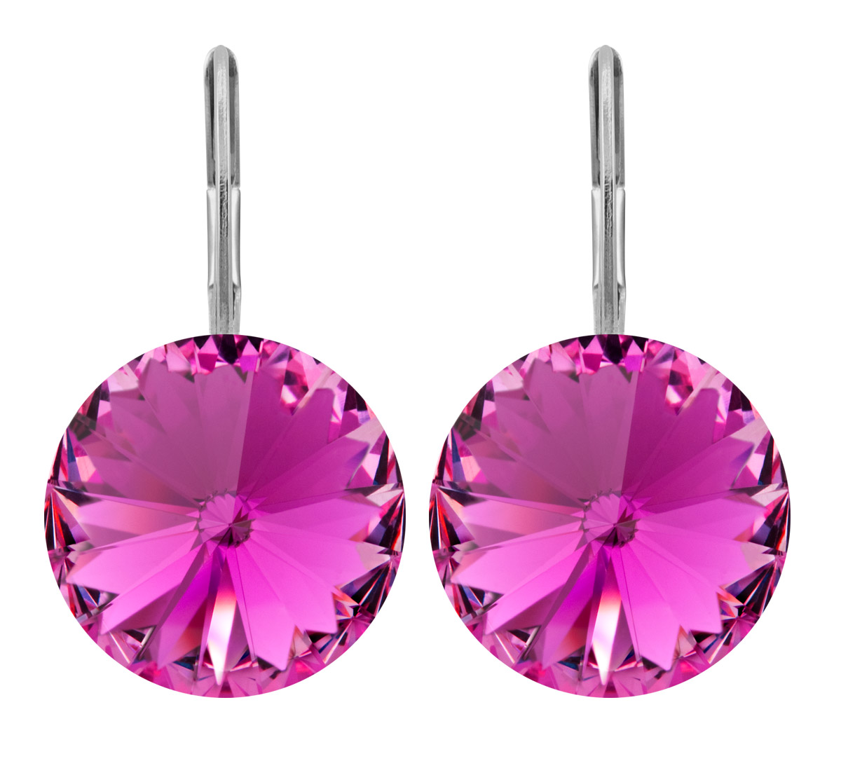 Ohrhänger Kristall 12 mm in Fuchsia